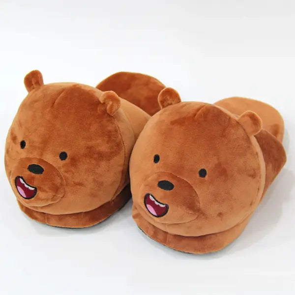 Cartoon Full Covered Cat Slippers Warm Winter Slides Soft Plush Doll Indoor Cute Anime Bedroom Shoes For Man Woman Home