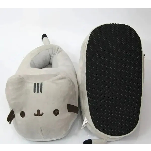 Cartoon Full Covered Cat Slippers Warm Winter Slides Soft Plush Doll Indoor Cute Anime Bedroom Shoes For Man Woman Home