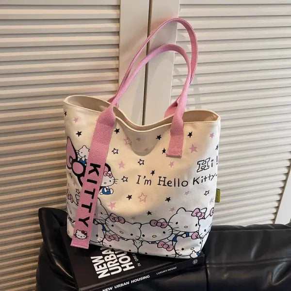 Takara Tomy Hello Kitty Shoulder Canvas Bag Anime Large Capacity Handbag