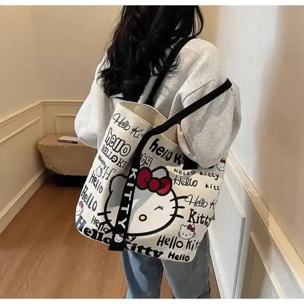 Takara Tomy Hello Kitty Shoulder Canvas Bag Anime Large Capacity Handbag