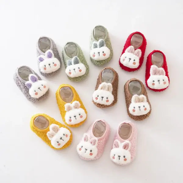 Cartoon Rabbit Baby Floor Socks Kids Plush Slippers Toddler Warm Shoes Children Soft Non-slip Prewalkers Indoor Home
