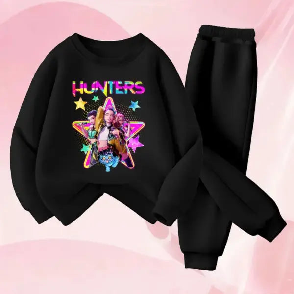 Cartoon Sets Girls Sweatshirt Multicolored Casual Pullover - Black Black / 100(1-2Y)