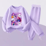 Cartoon Sets Girls Sweatshirt Multicolored Casual Pullover - Purple Purple / 120(4-5Y)