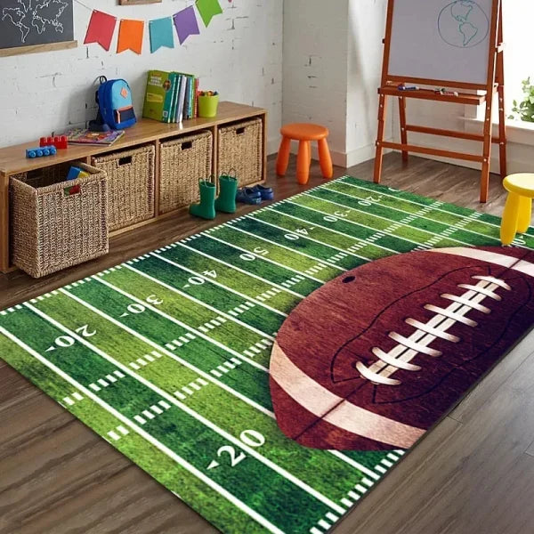 Cartoon Soccer Field Carpet - Anti-Slip Rug for Kids’ Bedroom & Living Room - 8 / 80x120cm