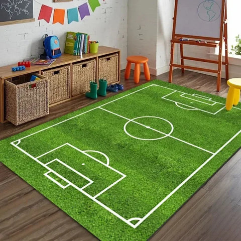 Cartoon Soccer Field Carpet - Anti-Slip Rug for Kids’ Bedroom & Living Room - 6 / 80x120cm