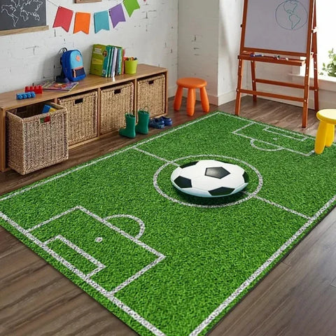 Cartoon Soccer Field Carpet - Anti-Slip Rug for Kids’ Bedroom & Living Room - 5 / 40x60cm