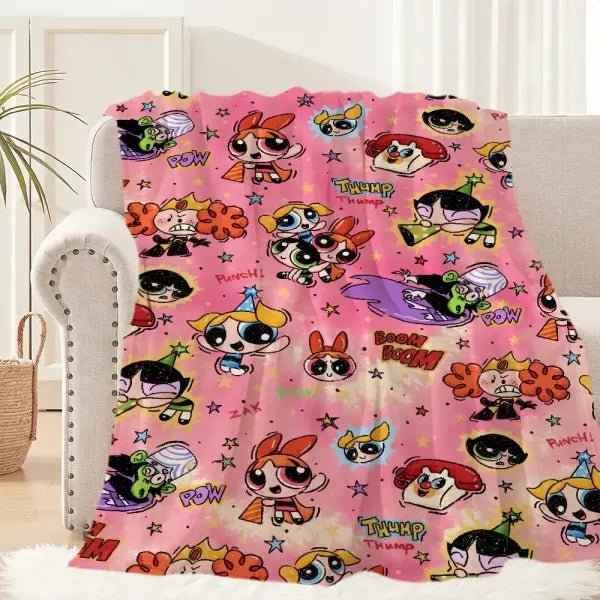 Cartoon The P-Powerpuff G-Girls Cute Blanket Plush Nap Sofa rug for Living Room Office Bedroom Birthday Home Travel Kid