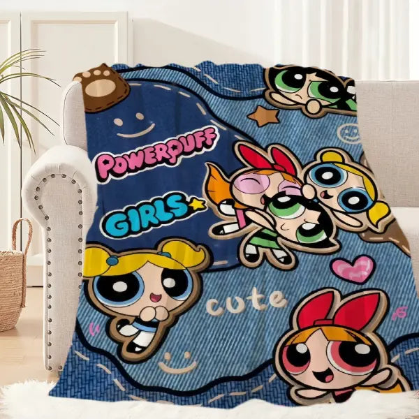 Cartoon The P-Powerpuff G-Girls Cute Blanket Plush Nap Sofa rug for Living Room Office Bedroom Birthday Home Travel Kid