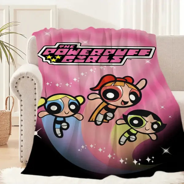 Cartoon The P-Powerpuff G-Girls Cute Blanket Plush Nap Sofa rug for Living Room Office Bedroom Birthday Home Travel Kid
