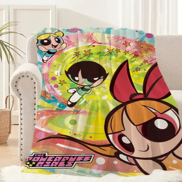 Cartoon The P-Powerpuff G-Girls Cute Blanket Plush Nap Sofa rug for Living Room Office Bedroom Birthday Home Travel Kid