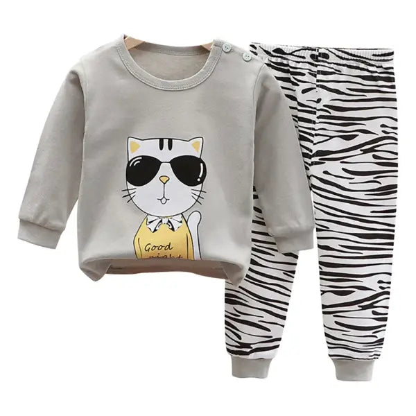 Cartoon Unicorn Sleepwear Kids Pajama Set – Soft Warm Unisex Autumn PJs - EF43F0 / Size 110 (4-5Years)