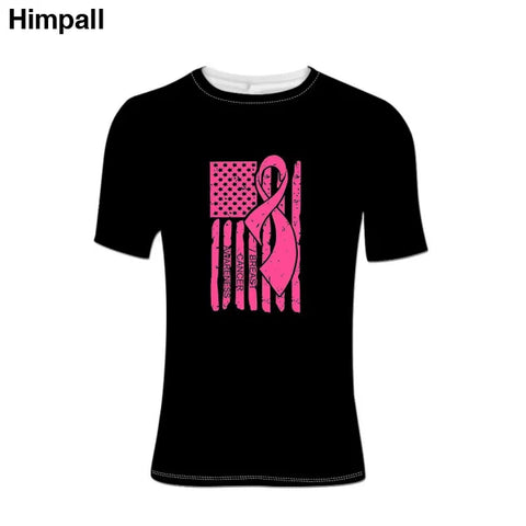 Men T- Shirts Tops Pink Ribbon Support