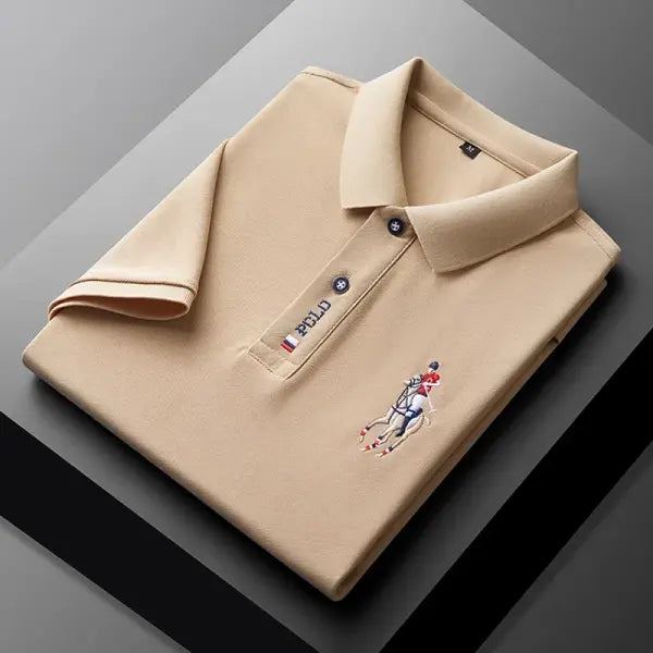 Casual Embroidered Polo Type Shirt Summer Fashion Top - 4XL / Khaki