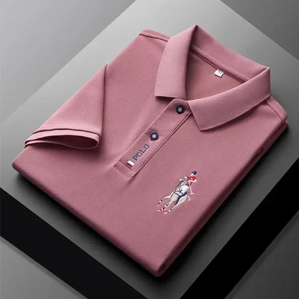 Casual Embroidered Polo Type Shirt Summer Fashion Top - L / Pink