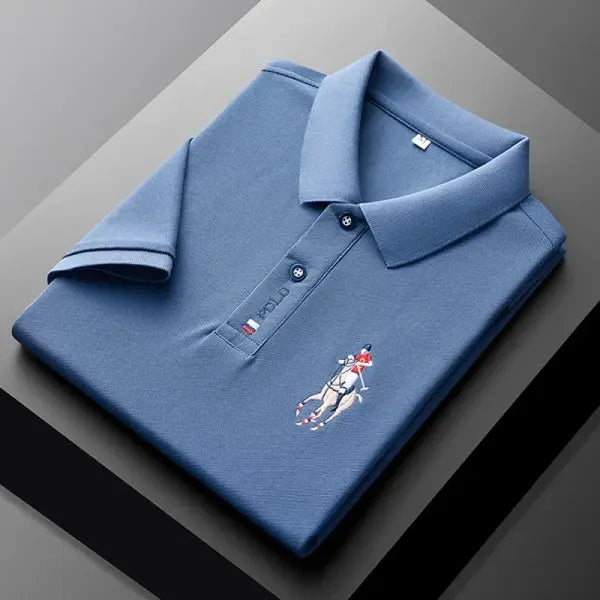 Casual Embroidered Polo Type Shirt Summer Fashion Top - M / Dark blue