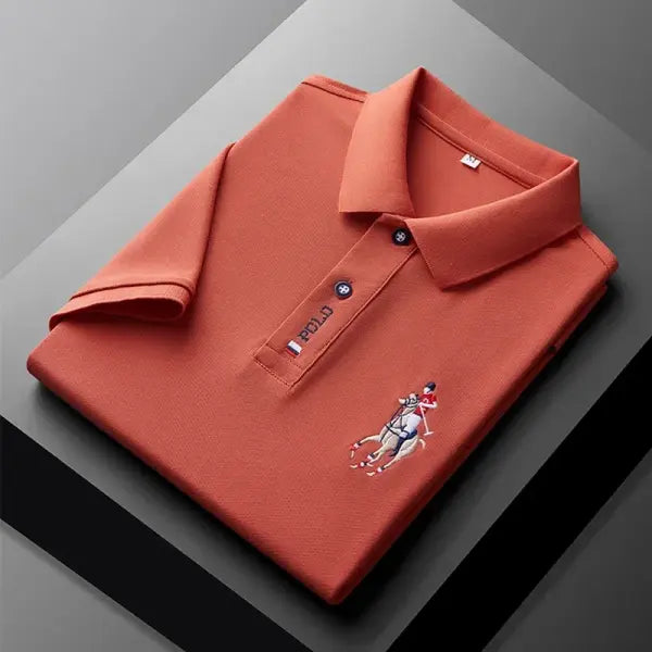 Casual Embroidered Polo Type Shirt Summer Fashion Top - M / Orange
