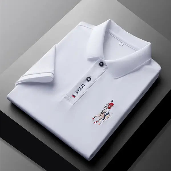 Casual Embroidered Polo Type Shirt Summer Fashion Top - M / WHITE