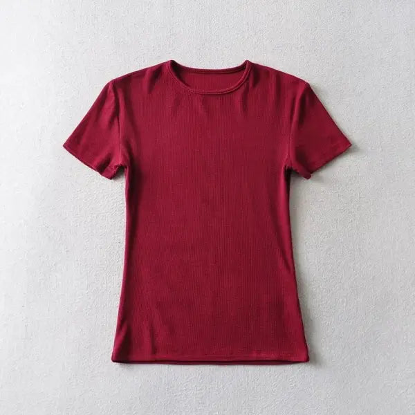Casual Summer Women’s Skinny Fit T-Shirt – Short Sleeve O-Neck Crop Top