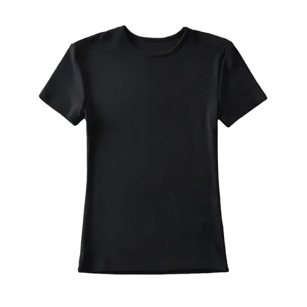 Casual Summer Women’s Skinny Fit T-Shirt – Short Sleeve O-Neck Crop Top - black / L