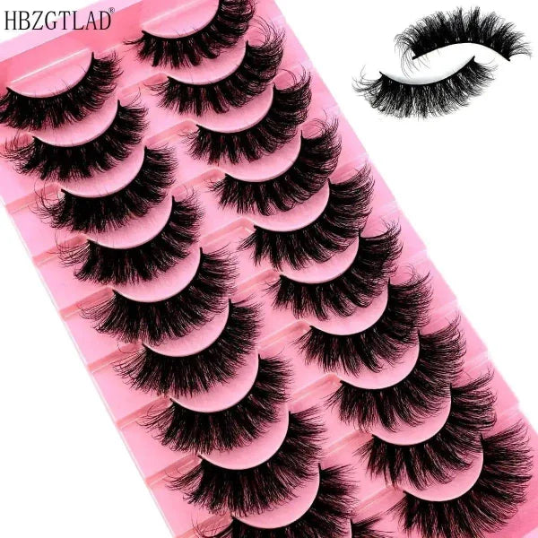 Cat Eye Lashes with 8D Wispy Faux Mink Eyelashes 10 Pairs Set - Himpall