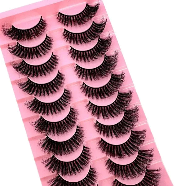 Cat Eye Lashes with 8D Wispy Faux Mink Eyelashes 10 Pairs Set - Himpall