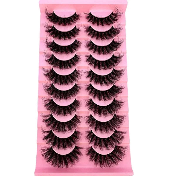 Cat Eye Lashes with 8D Wispy Faux Mink Eyelashes 10 Pairs Set - Himpall