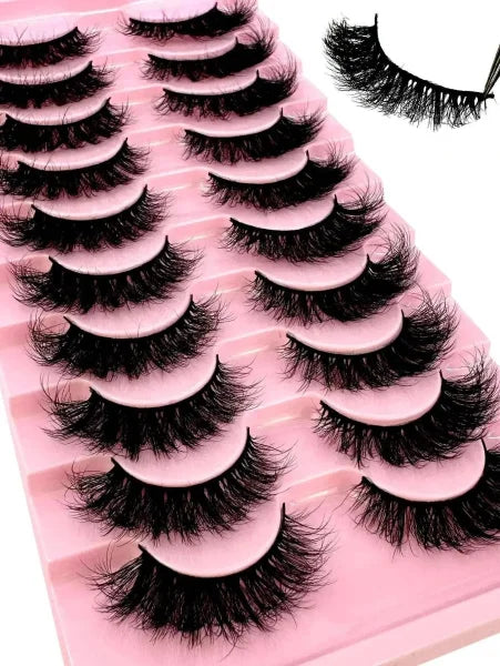 Cat Eye Lashes with 8D Wispy Faux Mink Eyelashes 10 Pairs Set - Himpall