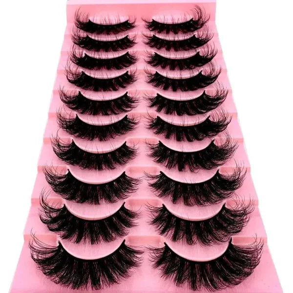 Cat Eye Lashes with 8D Wispy Faux Mink Eyelashes 10 Pairs Set - Himpall