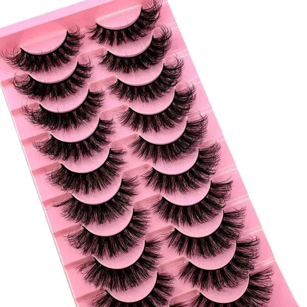 Cat Eye Lashes with 8D Wispy Faux Mink Eyelashes 10 Pairs Set - Himpall