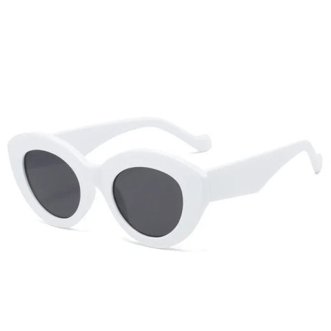 Cat Eye & Oval Luxury Sunglasses – Olive Green Retro Shades UV400 - White gray / As the picture