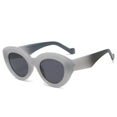 Cat Eye & Oval Luxury Sunglasses – Olive Green Retro Shades UV400 - Jelly gray gray / As the picture