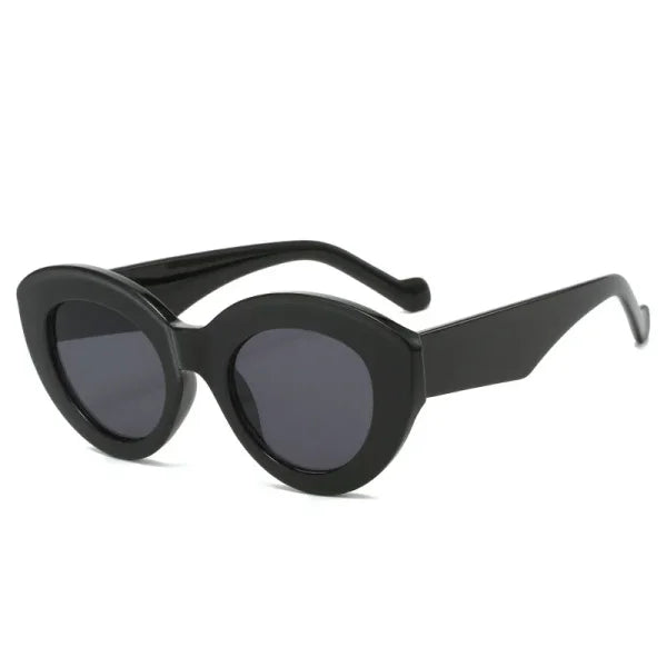 Cat Eye & Oval Luxury Sunglasses – Olive Green Retro Shades UV400 - Black gray / As the picture