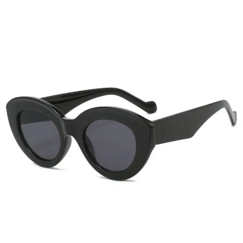 Cat Eye & Oval Luxury Sunglasses – Olive Green Retro Shades UV400 - Black gray / As the picture