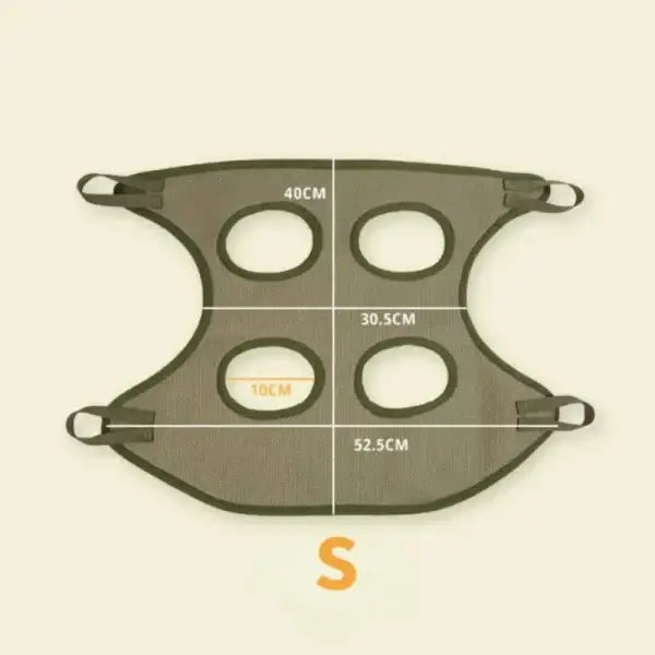 Olive cat grooming bag with oval openings for stress-free feline grooming