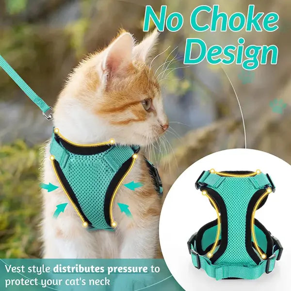 Escape-Proof Cat Harness and Leash Set: Soft Adjustable Walking Vest with EasyControl