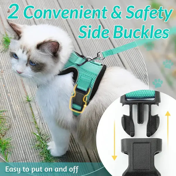 Escape-Proof Cat Harness and Leash Set: Soft Adjustable Walking Vest with EasyControl