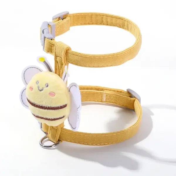 Cartoon Bee Pet Harness & Leash Set: Adjustable Double-Layer Walking Vest for Cats & Small Dogs