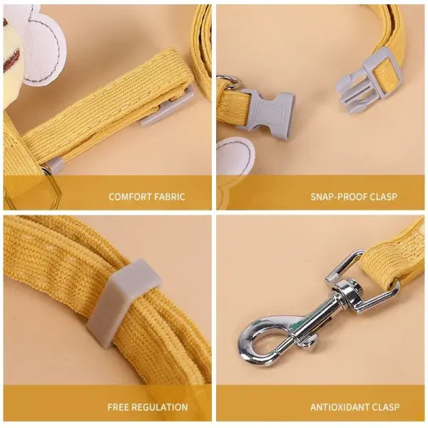 Cartoon Bee Pet Harness & Leash Set: Adjustable Double-Layer Walking Vest for Cats & Small Dogs
