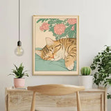 Cat in Bathtub Diamond Painting Square Round Kit Retro Home Decor