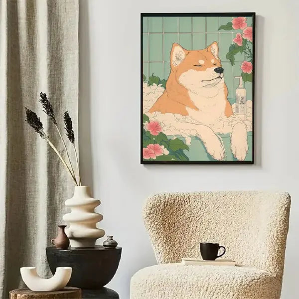 Cat in Bathtub Diamond Painting Square Round Kit Retro Home Decor
