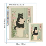 Cat in Bathtub Diamond Painting Square Round Kit Retro Home Decor