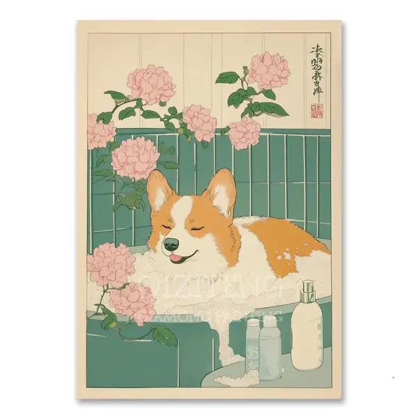 Cat in Bathtub Diamond Painting Square Round Kit Retro Home Decor - RT-3048 / 50x70cm Square