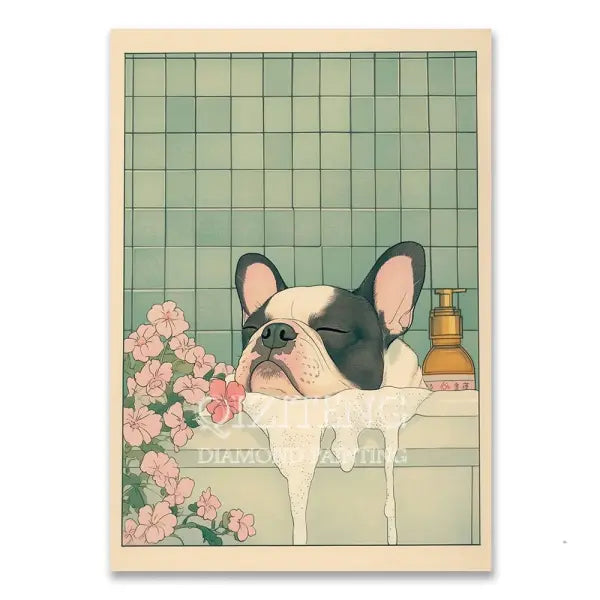 Cat in Bathtub Diamond Painting Square Round Kit Retro Home Decor - RT-3038 / 50x70cm Square