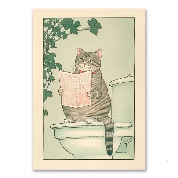 Cat in Bathtub Diamond Painting Square Round Kit Retro Home Decor - RT-3049 / 20x30cm Round