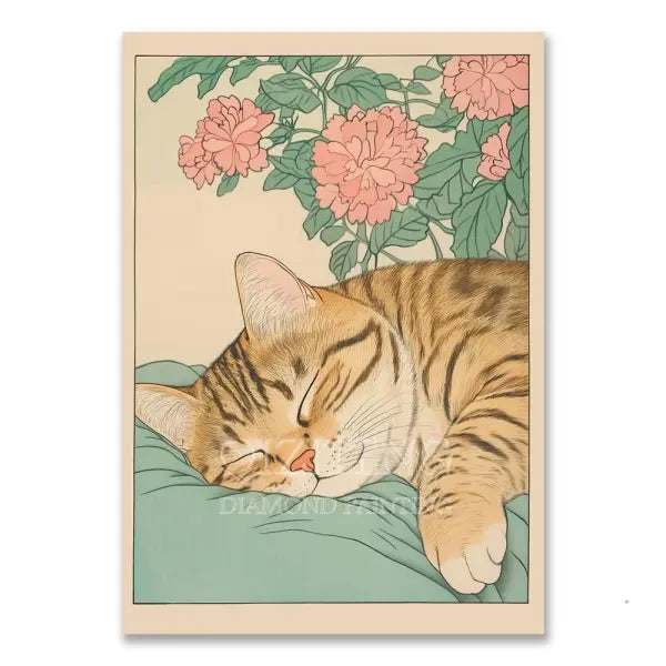 Cat in Bathtub Diamond Painting Square Round Kit Retro Home Decor - RT-3040 / 20x30cm Square