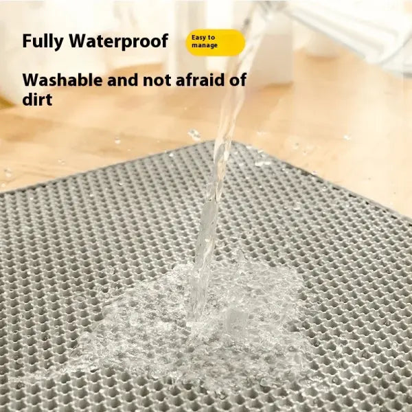 Cat Litter Mat 2-Layer Design Premium Sand Trapping Technology Waterproof Base Non-Slip Pet Floor Protector for Indoor