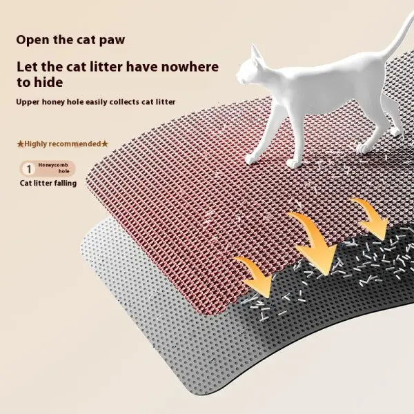 Cat Litter Mat 2-Layer Design Premium Sand Trapping Technology Waterproof Base Non-Slip Pet Floor Protector for Indoor