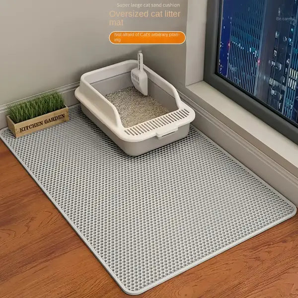 Double-Layer Cat Litter Mat: Waterproof Non-Slip & Washable Honeycomb Trapping Mat - gray / 60x90cm