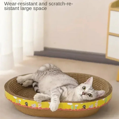 Cat Scratching Board - Oval Corrugated Paper Claw Toy & Furniture Protector - Himpall