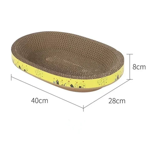 Cat Scratching Board - Oval Corrugated Paper Claw Toy & Furniture Protector - Himpall